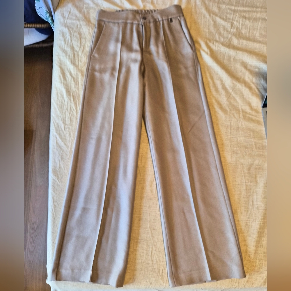 Bogner Slouchy Tan Wide-Leg Pants